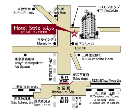 Map around hotel strix tokyo